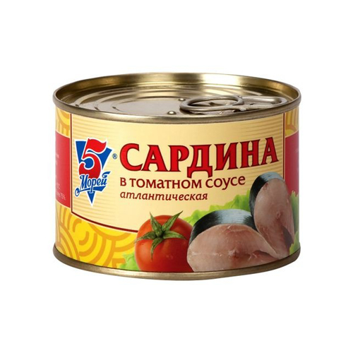 картинка Сардина в томатном соусе атлантическая (куски) "5 морей" 250г – Prostor.ae