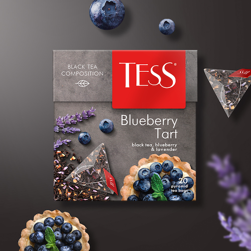 картинка Чай черный байховый ароматизированный с лавандой, яблоком и черникой "TESS Blueberry Tart" (20 пирамидок) 36г. – Prostor.ae