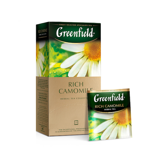 картинка Чайный напиток со вкусом и ароматом яблока с корицей "Greenfield Rich Camomile" (25 пакетиков) 37,5г. – Prostor.ae